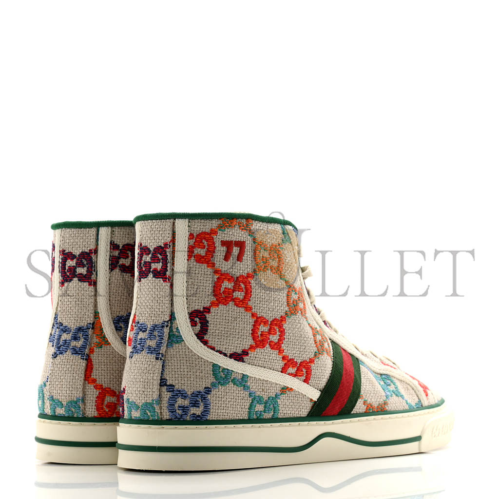 G*u*i linen psychedelic mini gg monogram mens 1977 tennis high top sneakers